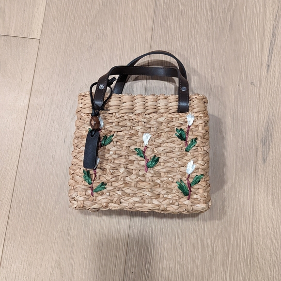 Esprit Woven Mini Straw Bag with Brown Handles - Picture 2 of 12